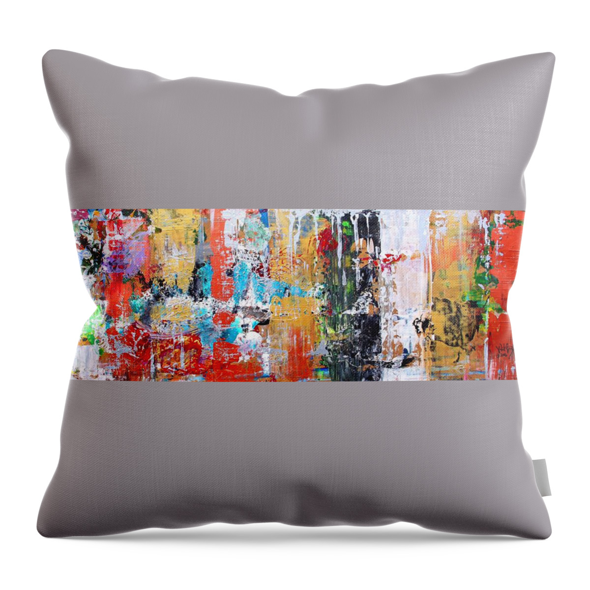 Abstract Throw Pillow featuring the painting Metallic Winter by J Vincent Scarpace