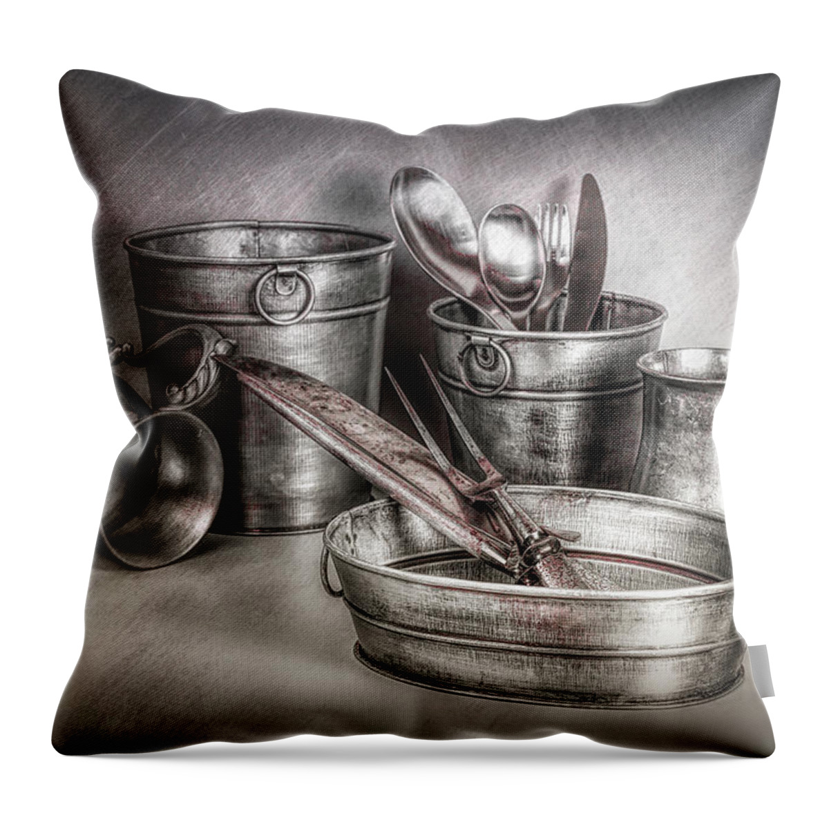 Art Throw Pillow featuring the photograph Metalware Still Life by Tom Mc Nemar