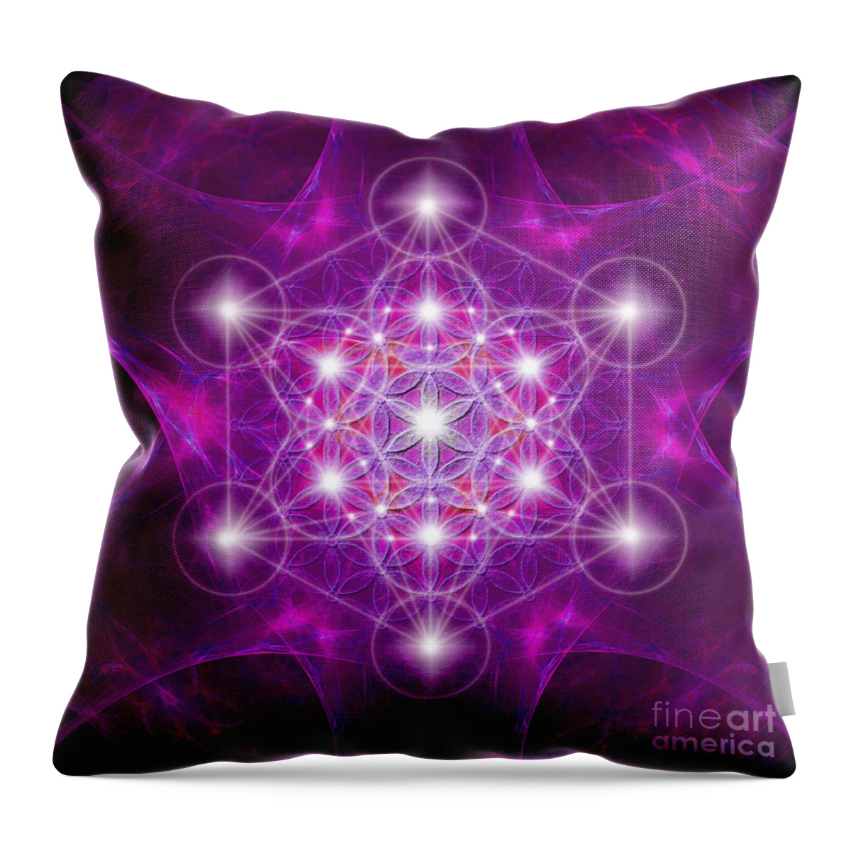 Metatron Throw Pillow featuring the digital art Metatron Cube Mandala by Alexa Szlavics