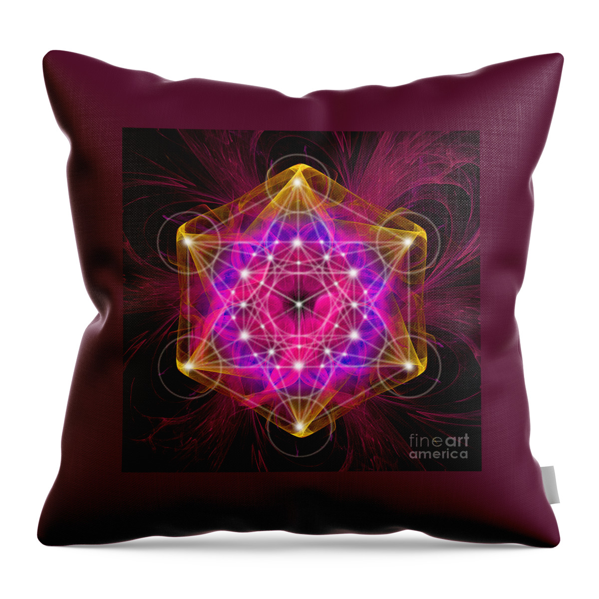 Metatrons Cube Throw Pillow featuring the digital art Metatron's cube with flower of life by Alexa Szlavics