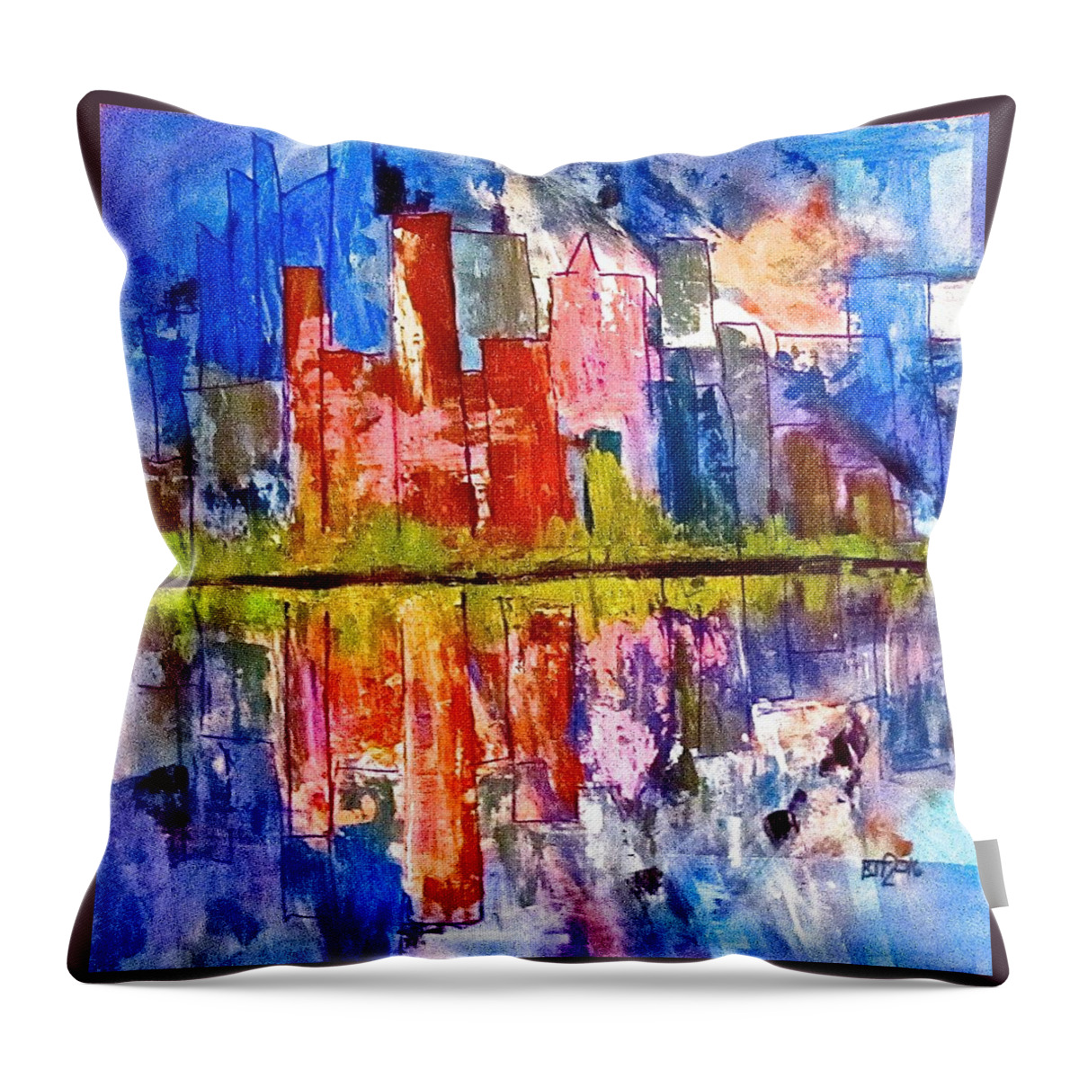 City Throw Pillow featuring the painting Metropolis by Barbara O'Toole