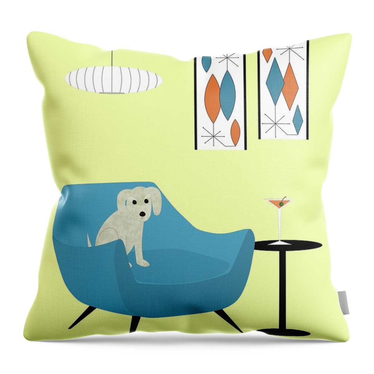 Mid Century Modern Dog Throw Pillow featuring the digital art Mid Century Modern Dogs 4 by Donna Mibus