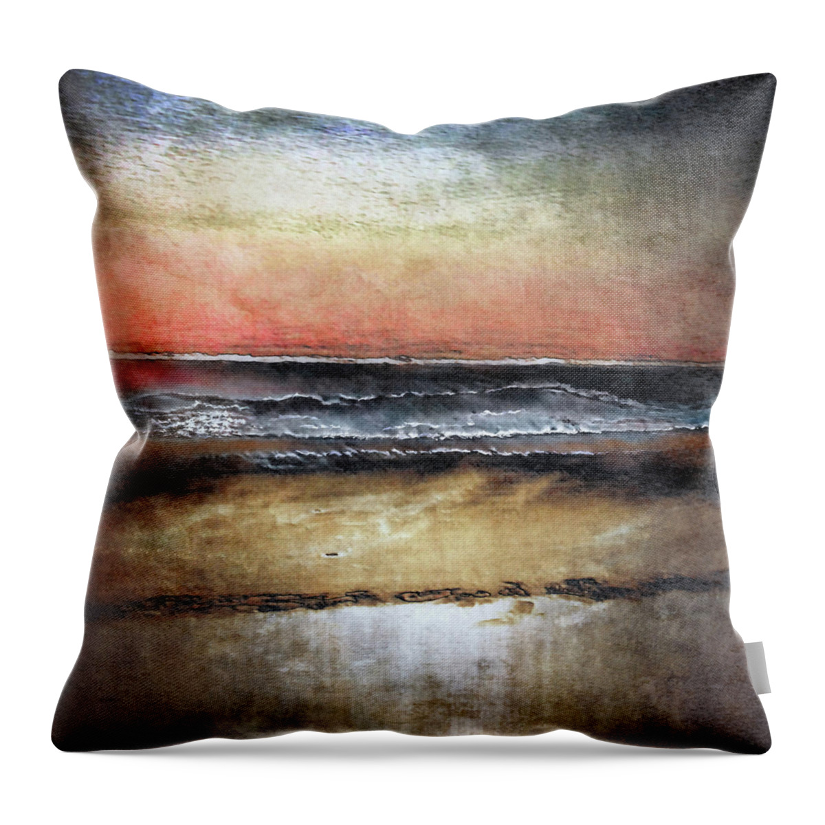 Seascape Throw Pillow featuring the digital art Midnight Sands Gloucester by Sand And Chi