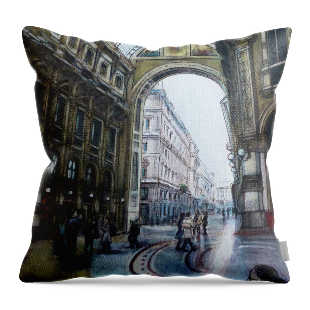 Milan Throw Pillow featuring the painting Milan by Henrieta Maneva