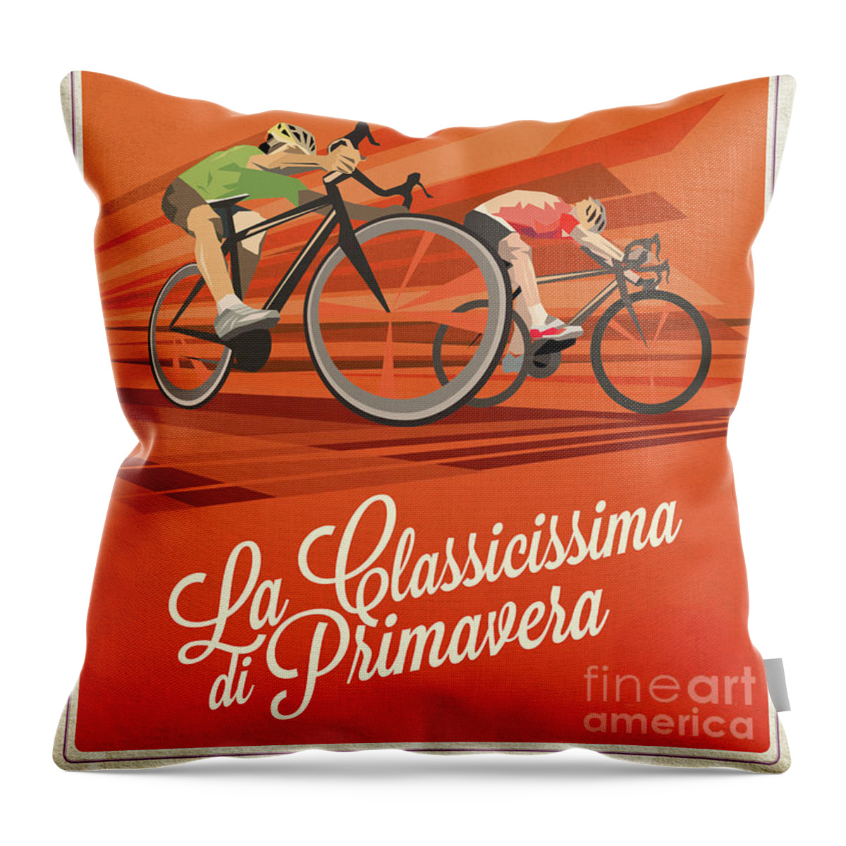 Cycling Throw Pillow featuring the digital art Milan San Remo by Sassan Filsoof