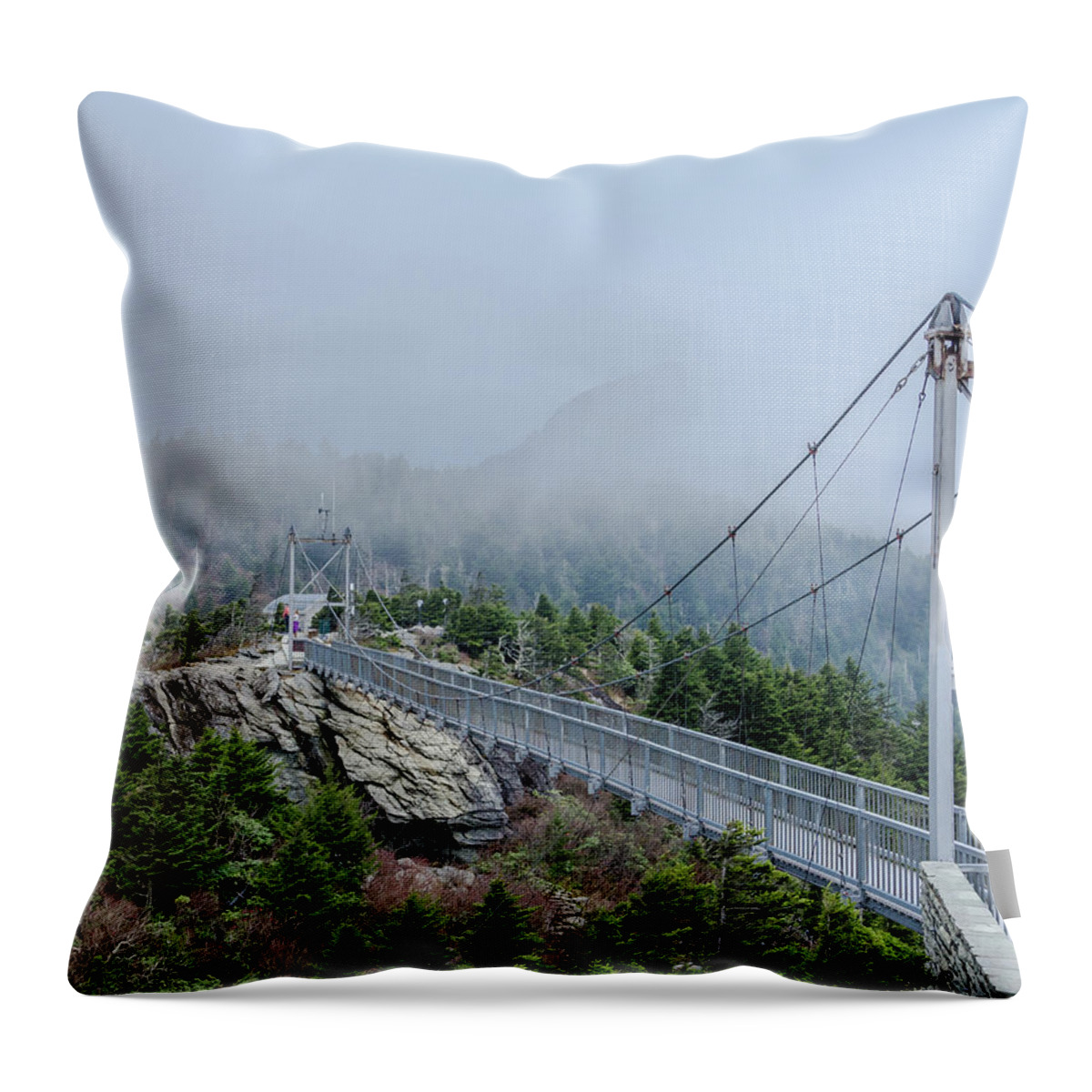Bridge Throw Pillow featuring the photograph Mile-High Swinging Bridge by Jaime Mercado