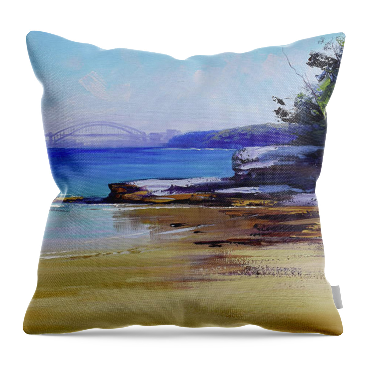Sydney Throw Pillow featuring the painting Milk Beach Sydney by Graham Gercken