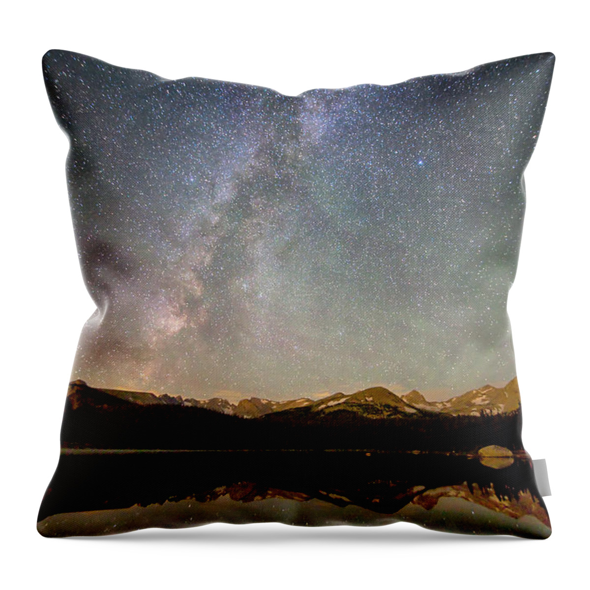 Milky Way Throw Pillow featuring the photograph Milky Way Over The Colorado Indian Peaks by James BO Insogna