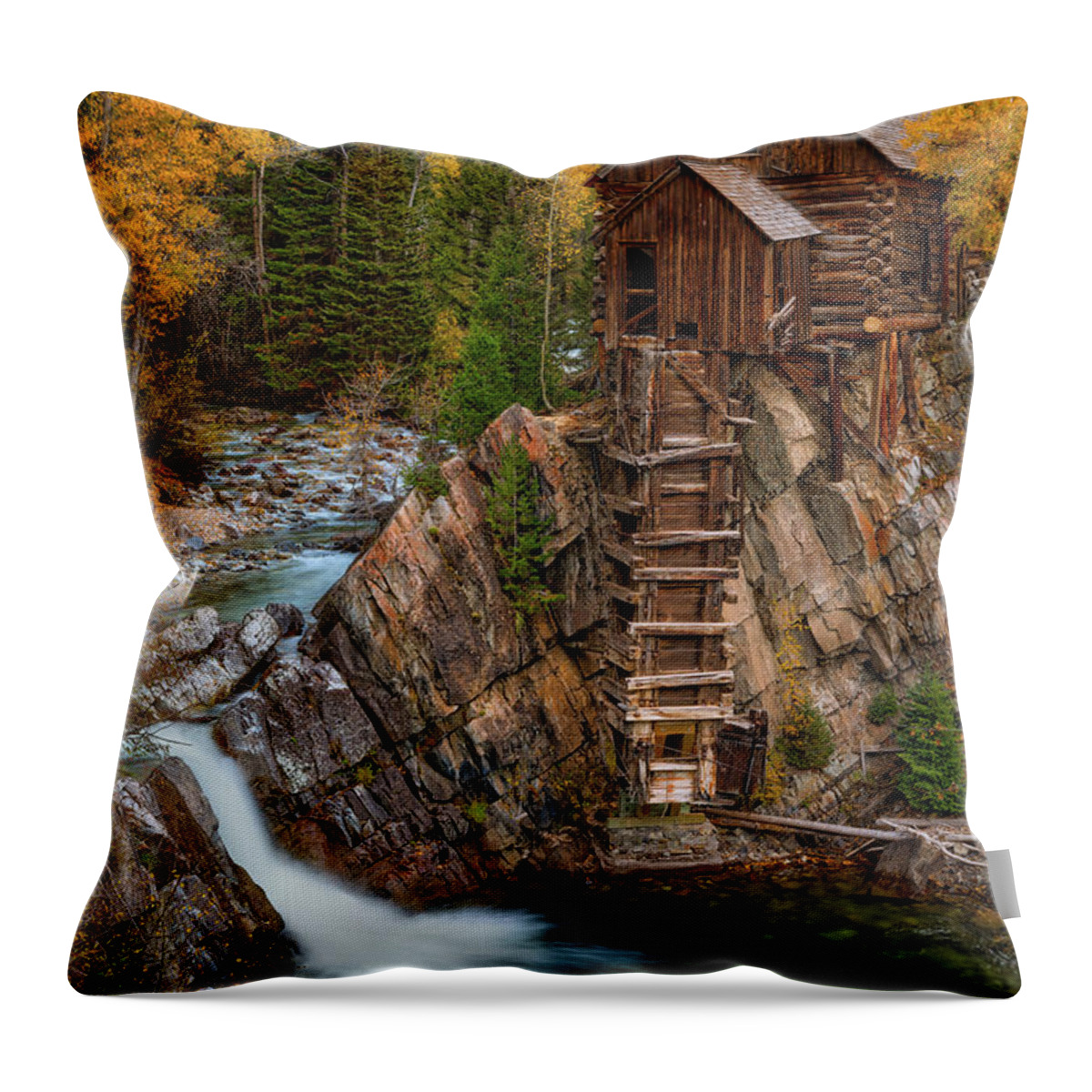 Fall Colors Throw Pillow featuring the photograph Mill in the Mountains by Darren White