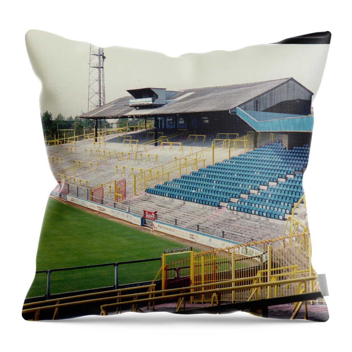  Throw Pillow featuring the photograph Millwall - The Den - North Terrace The Halfway 2 - Leitch - July 1992 by Legendary Football Grounds
