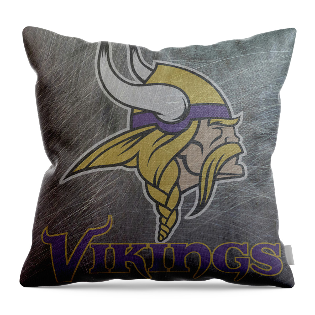 Minnesota Throw Pillow featuring the mixed media Minnesota Vikings Translucent Steel by Movie Poster Prints