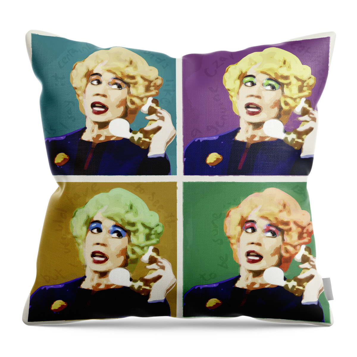 Miss Babs Throw Pillow featuring the digital art Miss Babs, Acorn Antiques by Big Fat Arts