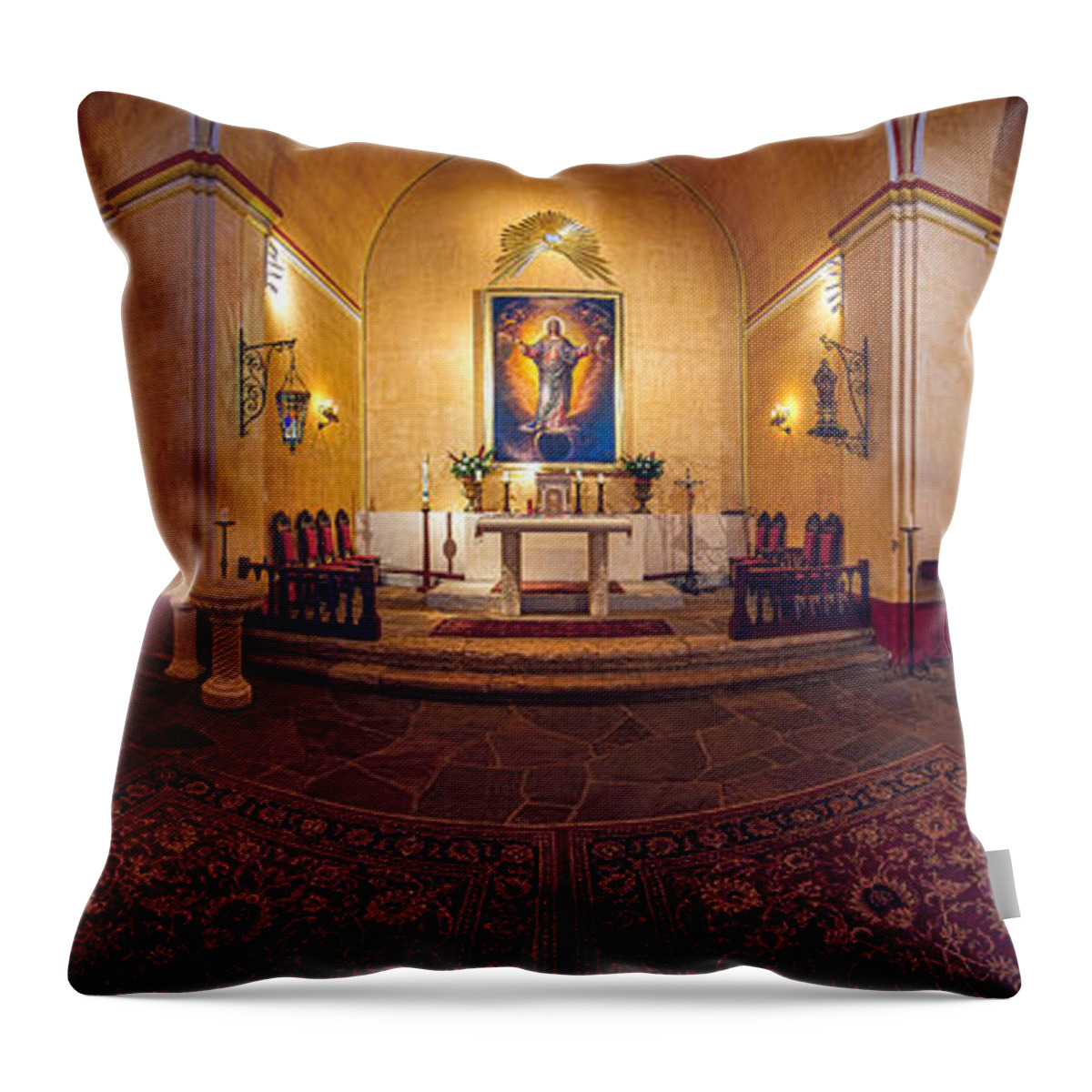 San Antonio Throw Pillow featuring the photograph Mission Concepcion Pano by Tim Stanley