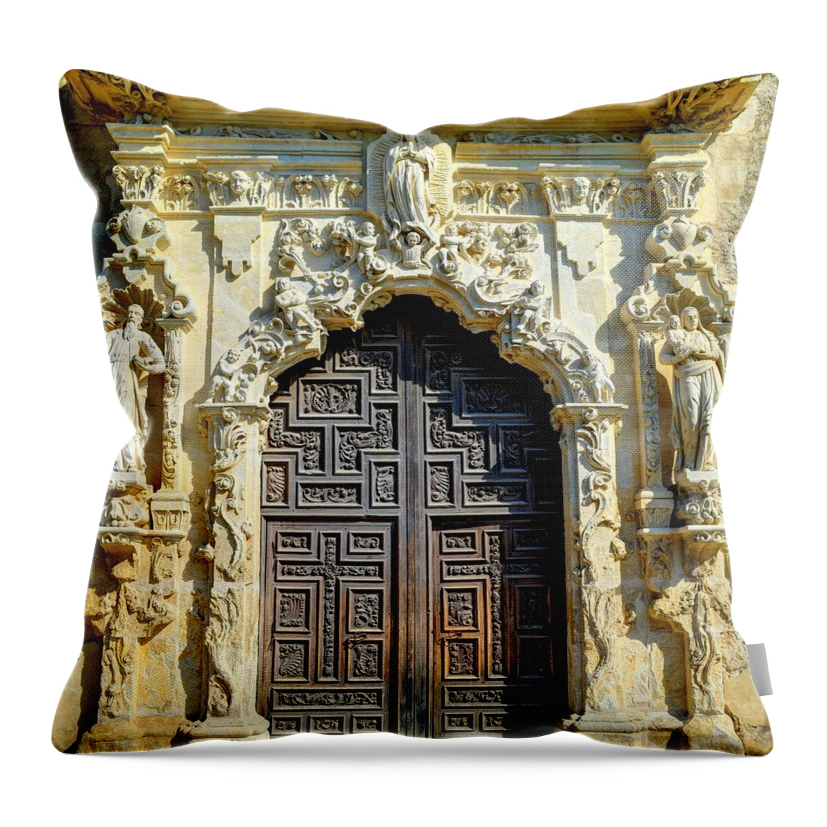 San Jose Throw Pillow featuring the photograph Mission Door by David Morefield