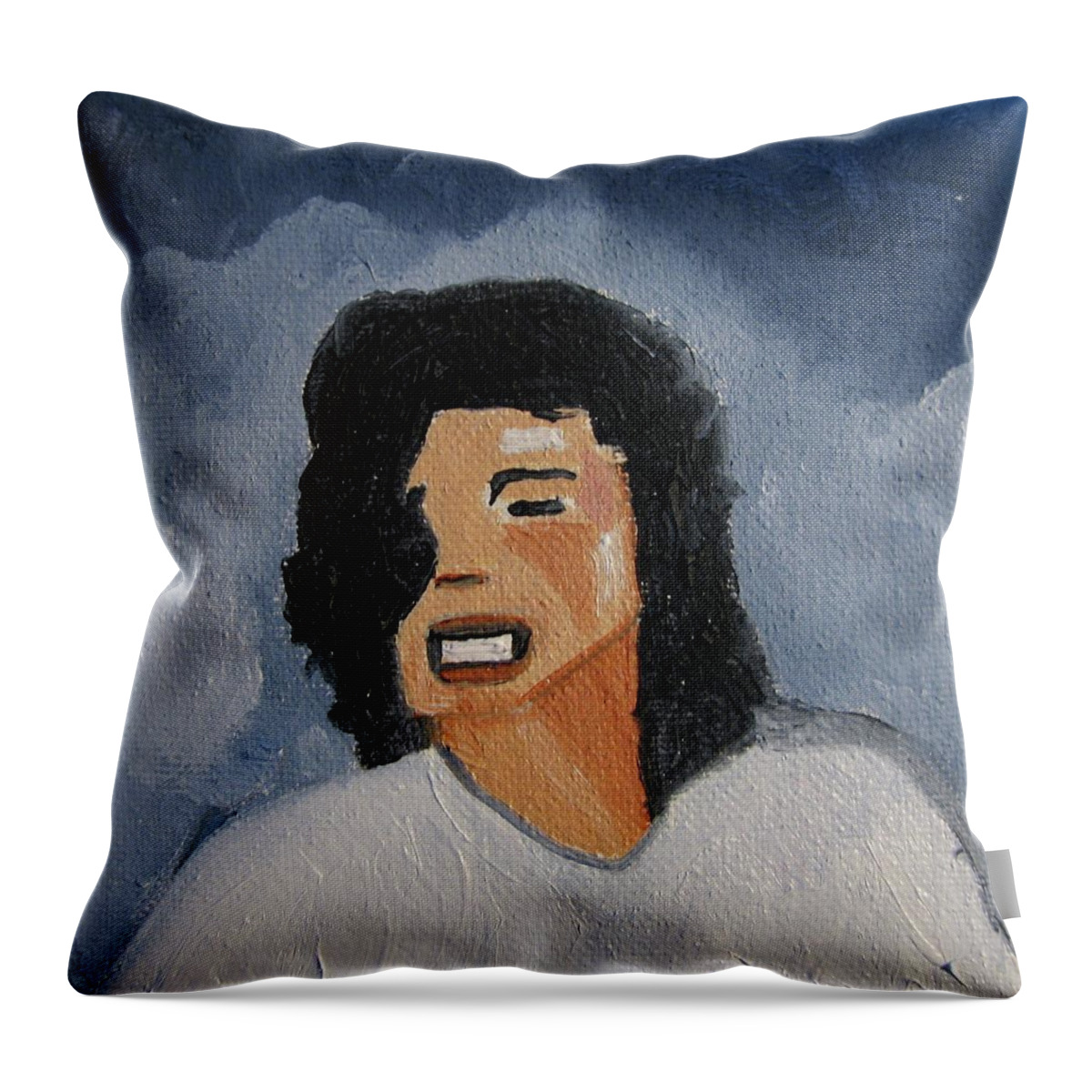 Michael Jackson Throw Pillow featuring the painting MJ one of five number two by Patricia Arroyo