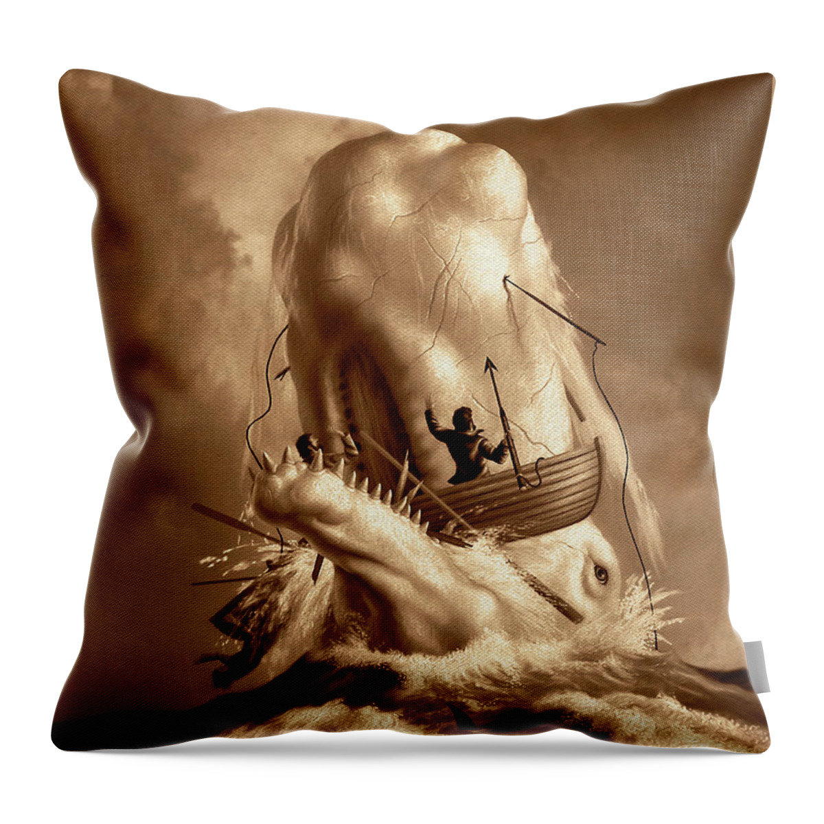 Moby Dick Throw Pillow featuring the digital art Moby Dick 2 by Jerry LoFaro