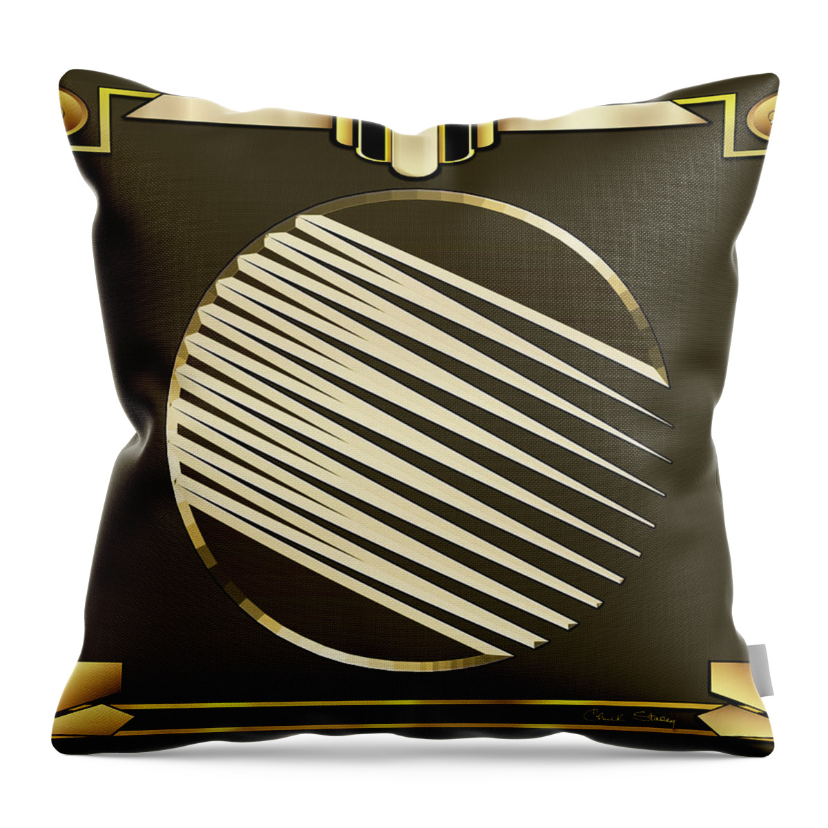 Art Deco Throw Pillow featuring the digital art Mocha 1 - Frame 1 by Chuck Staley