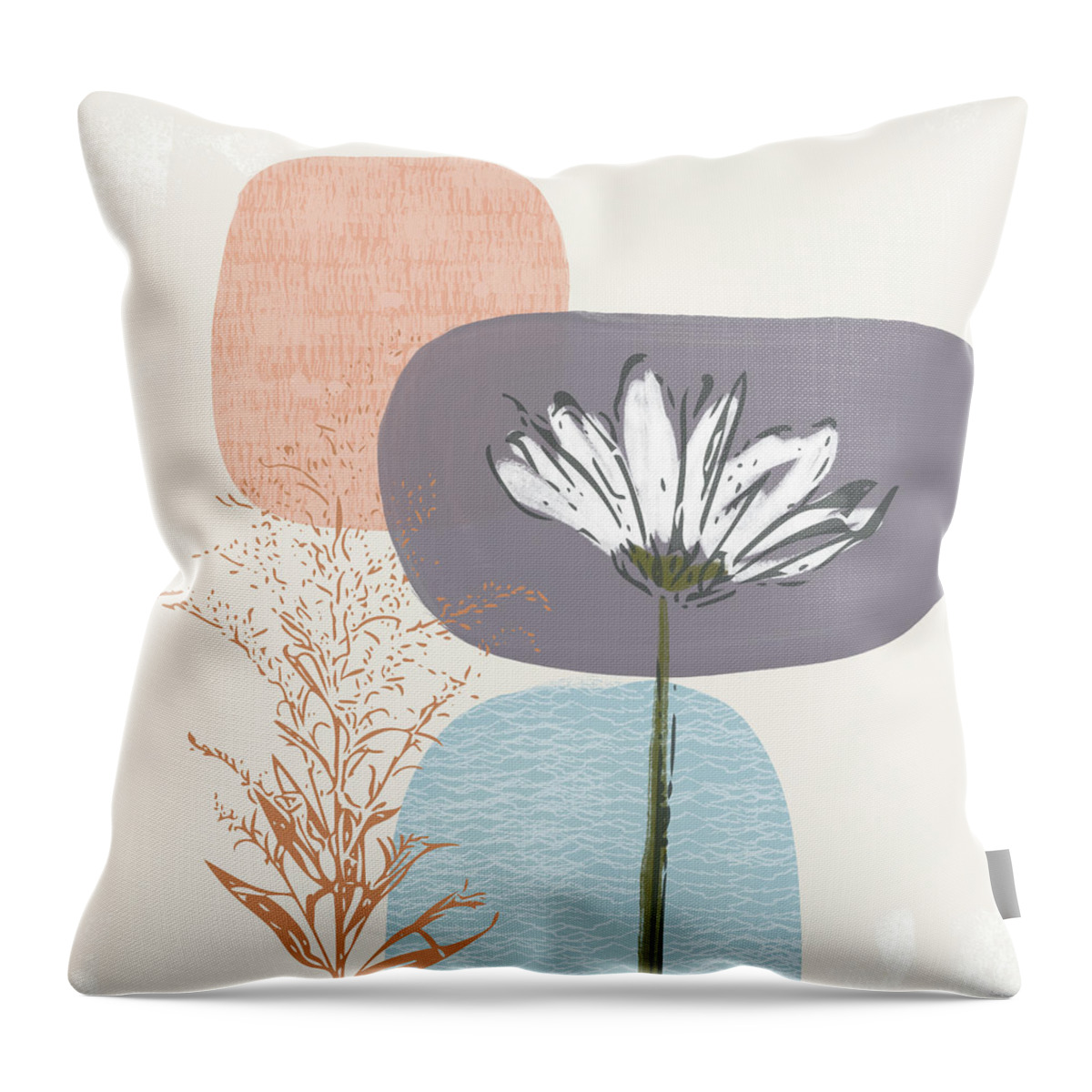 Modern Throw Pillow featuring the mixed media Modern Fall Floral 2- Art by Linda Woods by Linda Woods