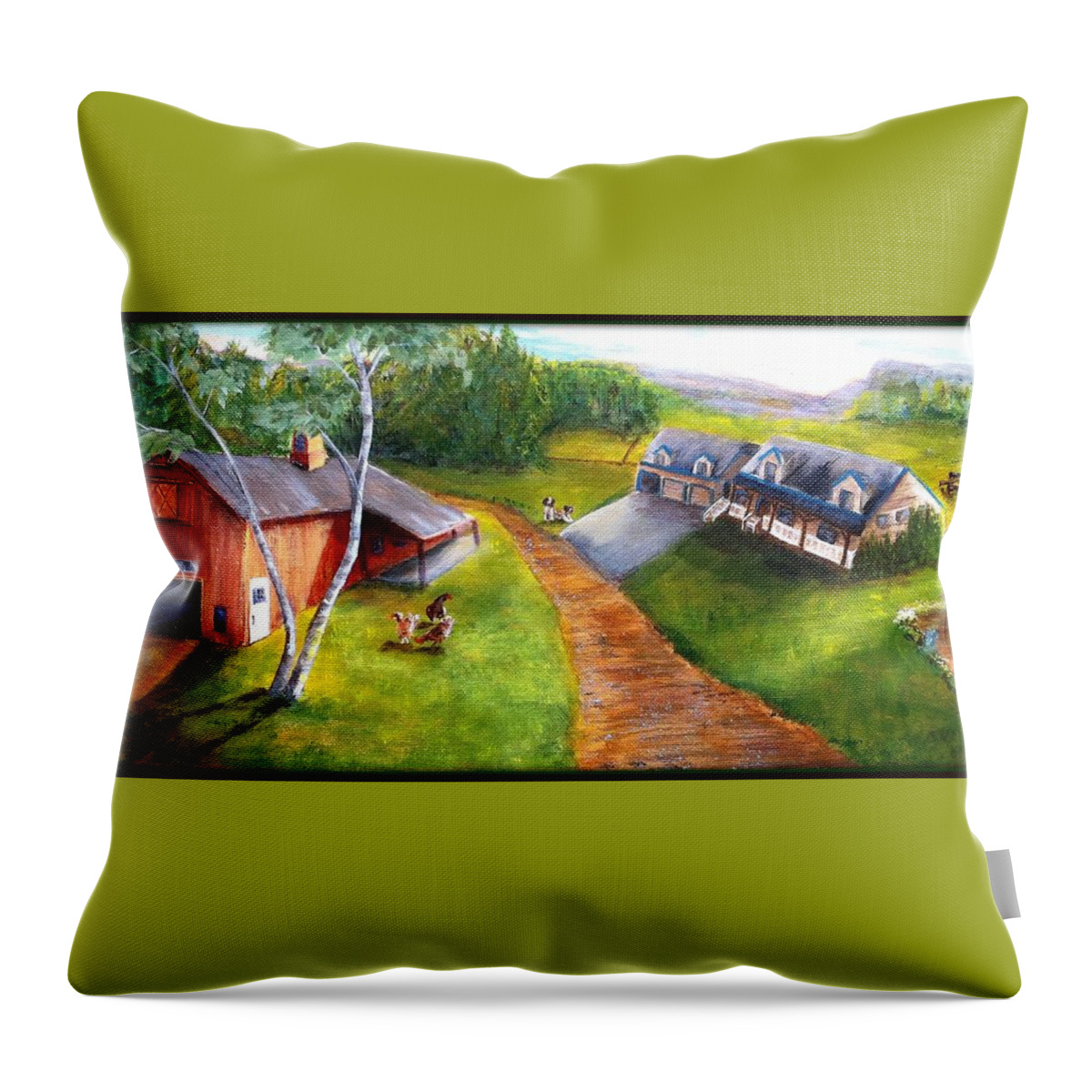 Farm Throw Pillow featuring the painting Modern New Hampshire Farm by Deborah Naves