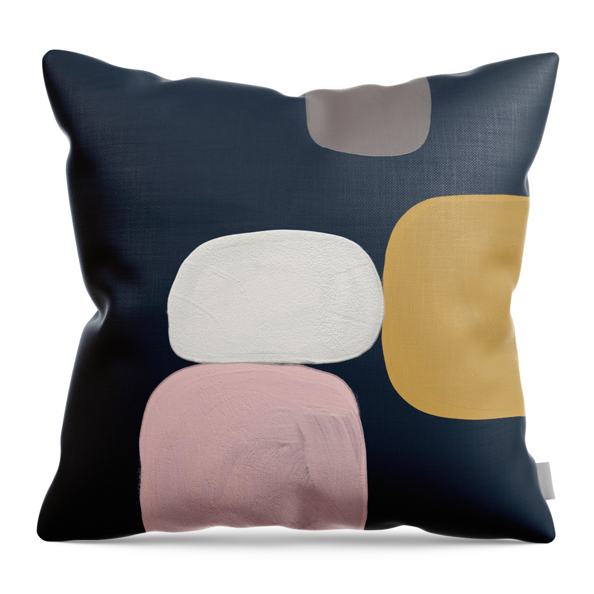 Modern Throw Pillow featuring the painting Modern Stones Navy 2- Art by Linda Woods by Linda Woods