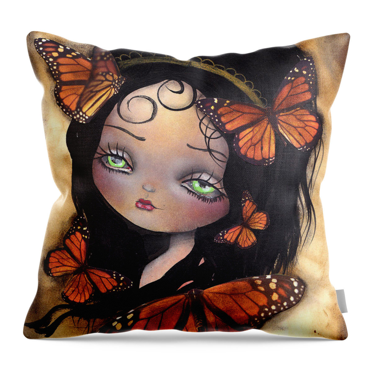 Butterflies Throw Pillow featuring the painting Monarca by Abril Andrade