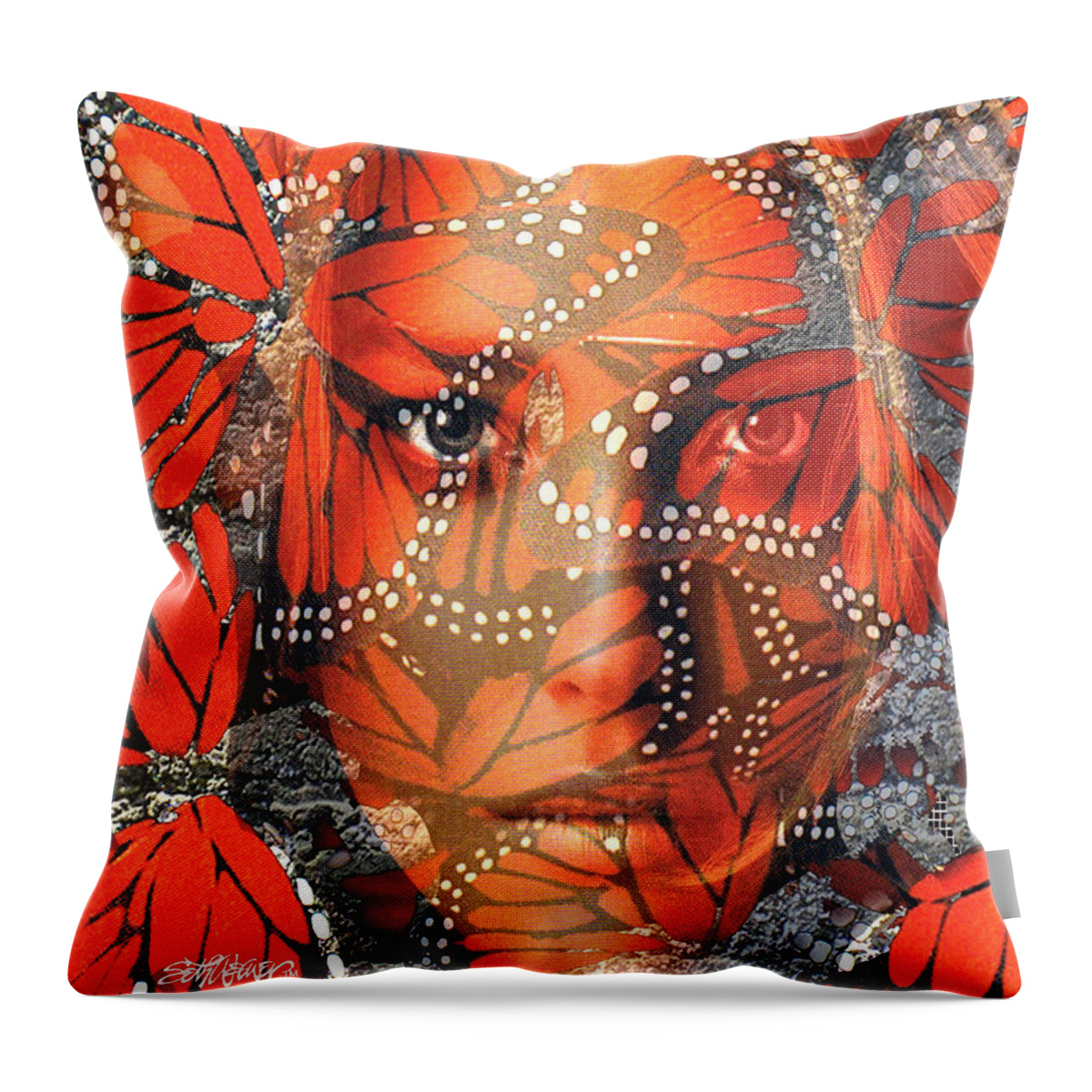 Butterfly Throw Pillow featuring the digital art Monarch Moment by Seth Weaver