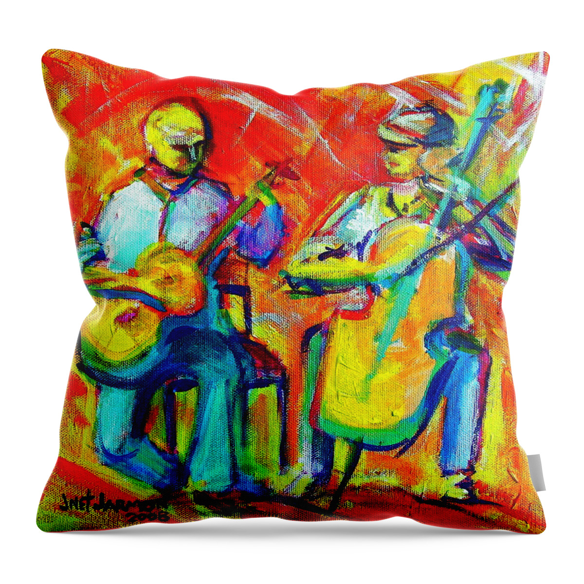 Music Throw Pillow featuring the painting Montana Skies Performance by Jeanette Jarmon