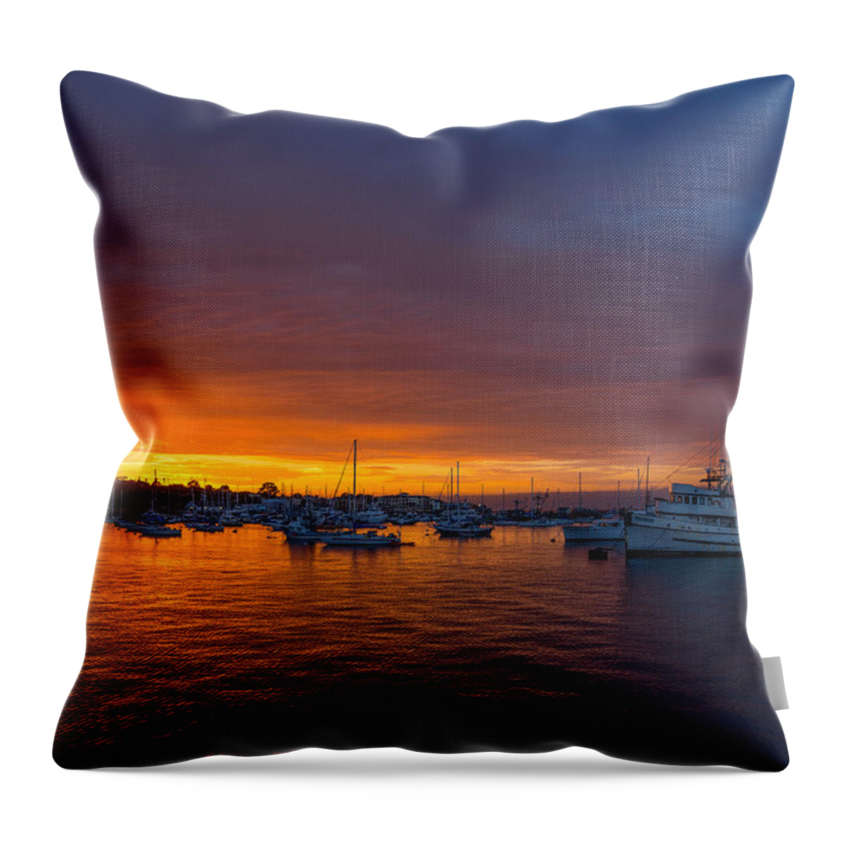 Monterey Throw Pillow featuring the photograph Monterey Marina Sunset by Derek Dean