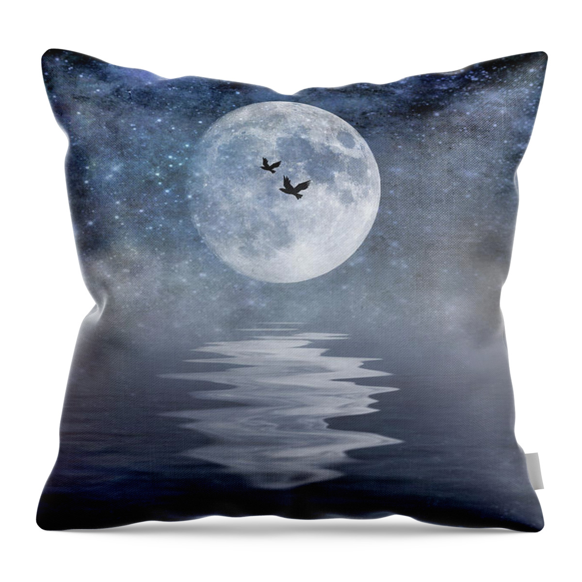 Space Throw Pillow featuring the photograph Moon and Sea by Cathy Kovarik
