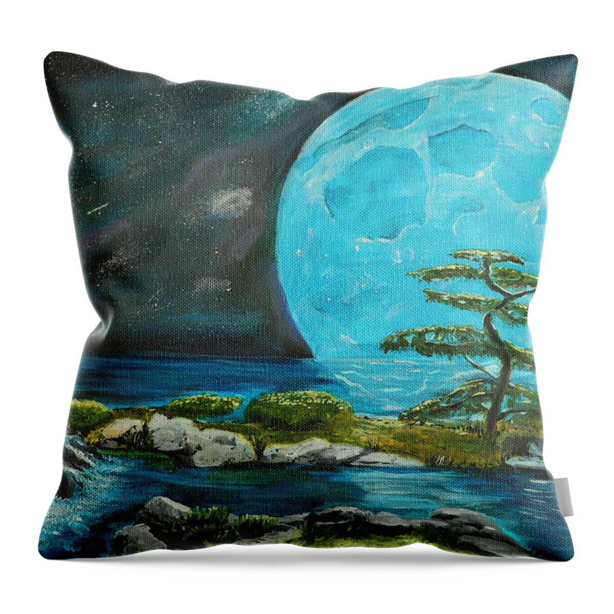 Blue Moon Throw Pillow featuring the painting Moon Light Dreams by David Bigelow