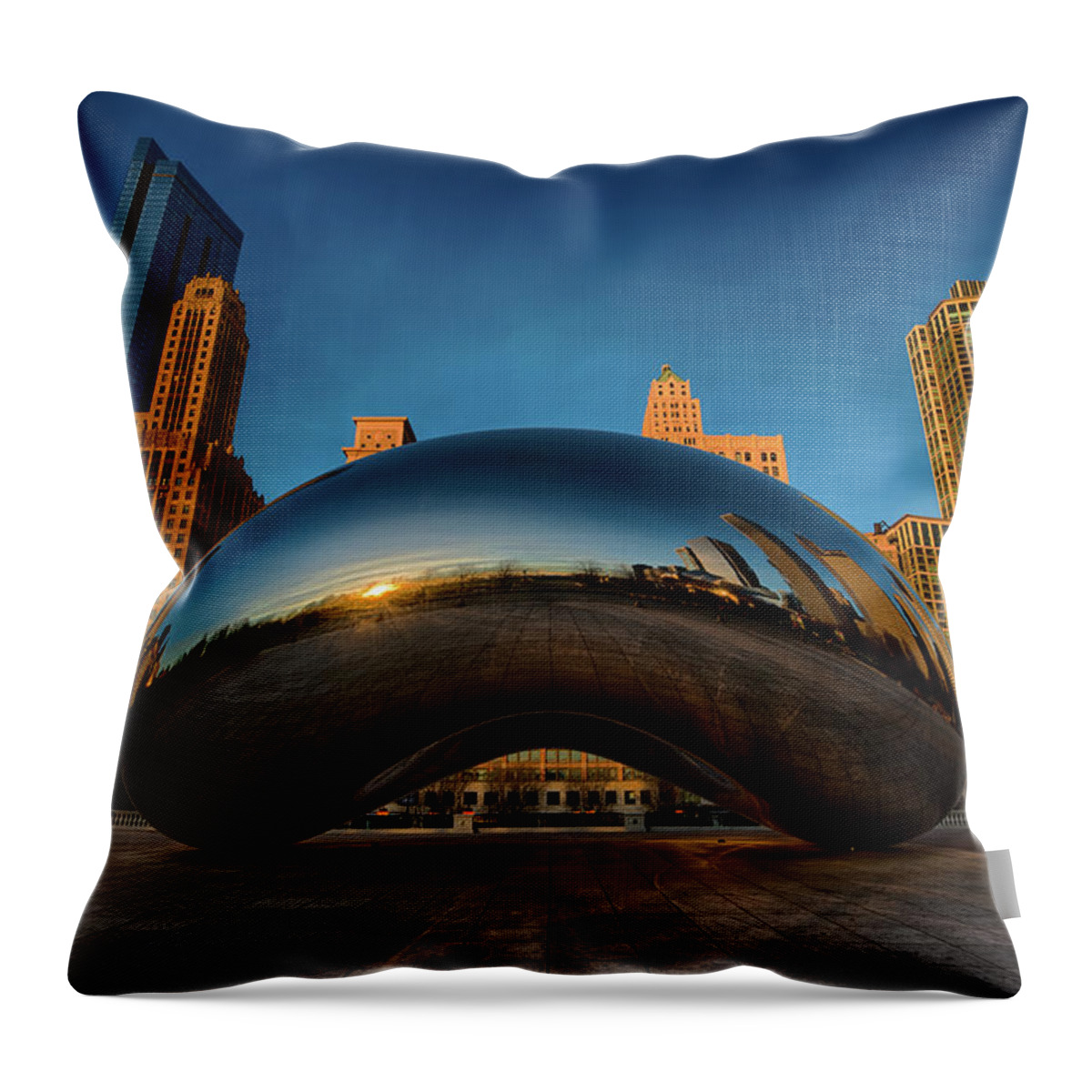 Chicago Cloud Gate Throw Pillow featuring the photograph Morning Bean by Sebastian Musial