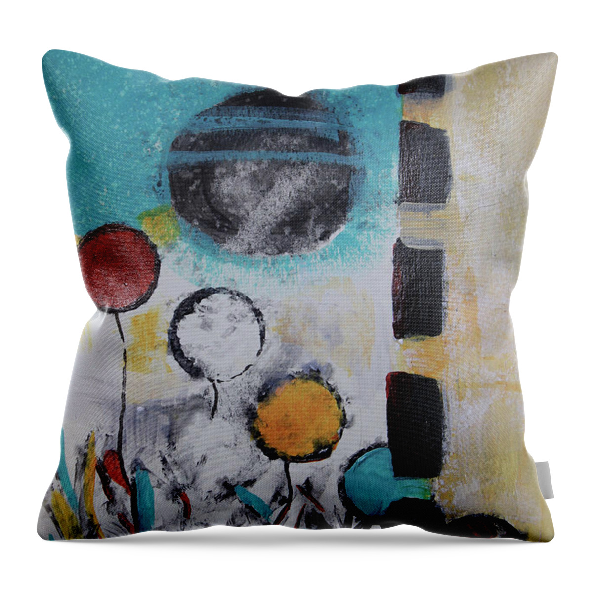 Flowers Throw Pillow featuring the mixed media Morning Flowers by April Burton