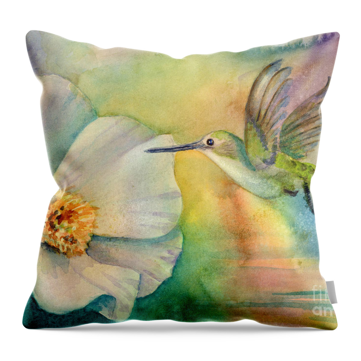 Hummingbird Throw Pillow featuring the painting Morning Glory by Amy Kirkpatrick