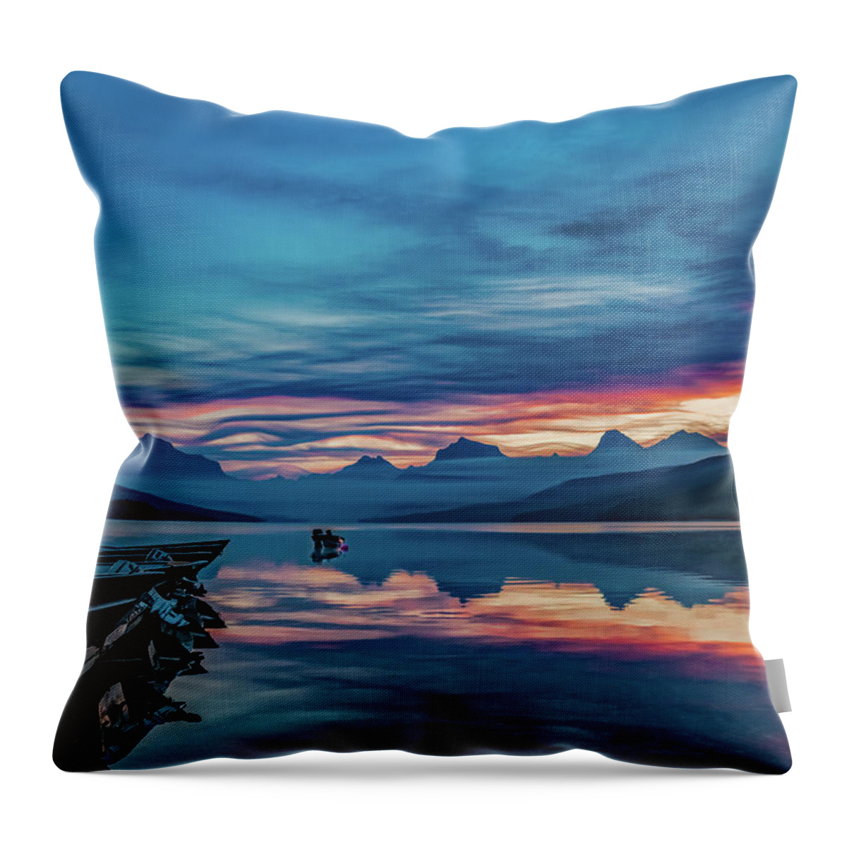Glacier National Park Throw Pillow featuring the photograph Morning Glory at Glacier National Park by Lon Dittrick