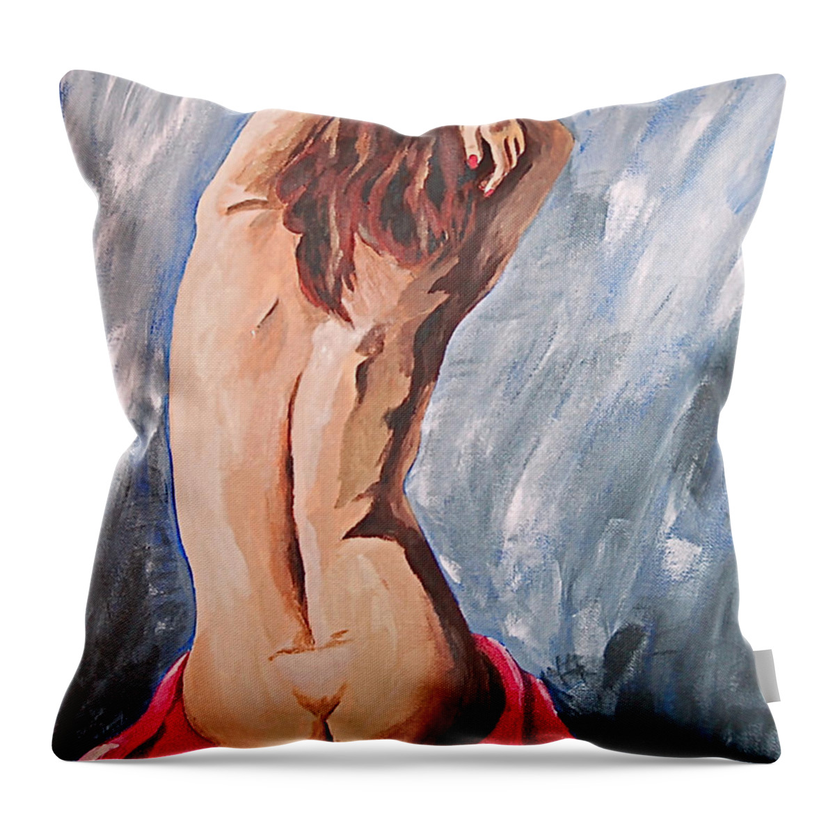 Nude Throw Pillow featuring the painting Morning Light 2 by Herschel Fall