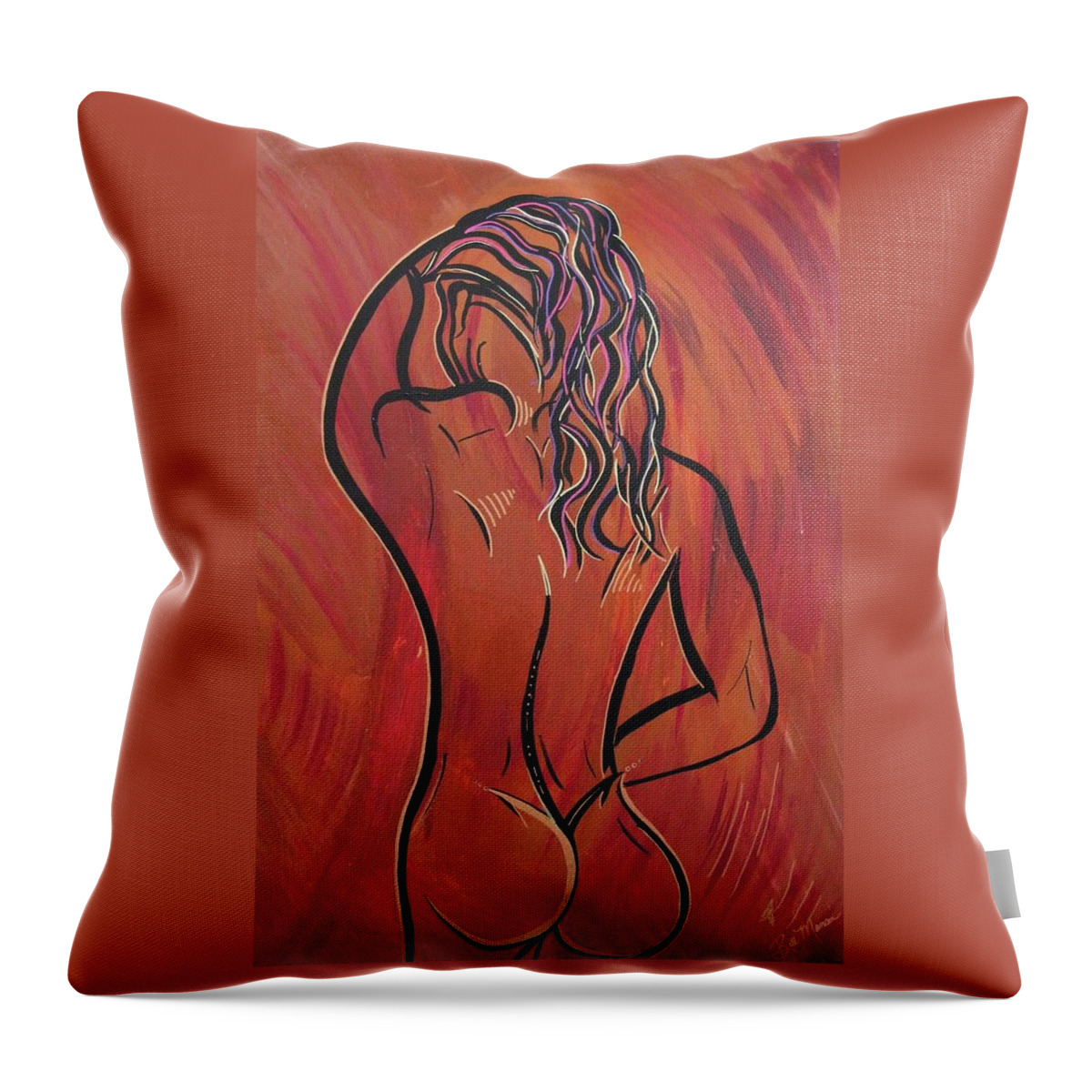 Nude Paintings Throw Pillow featuring the painting Morning Shower by Bill Manson