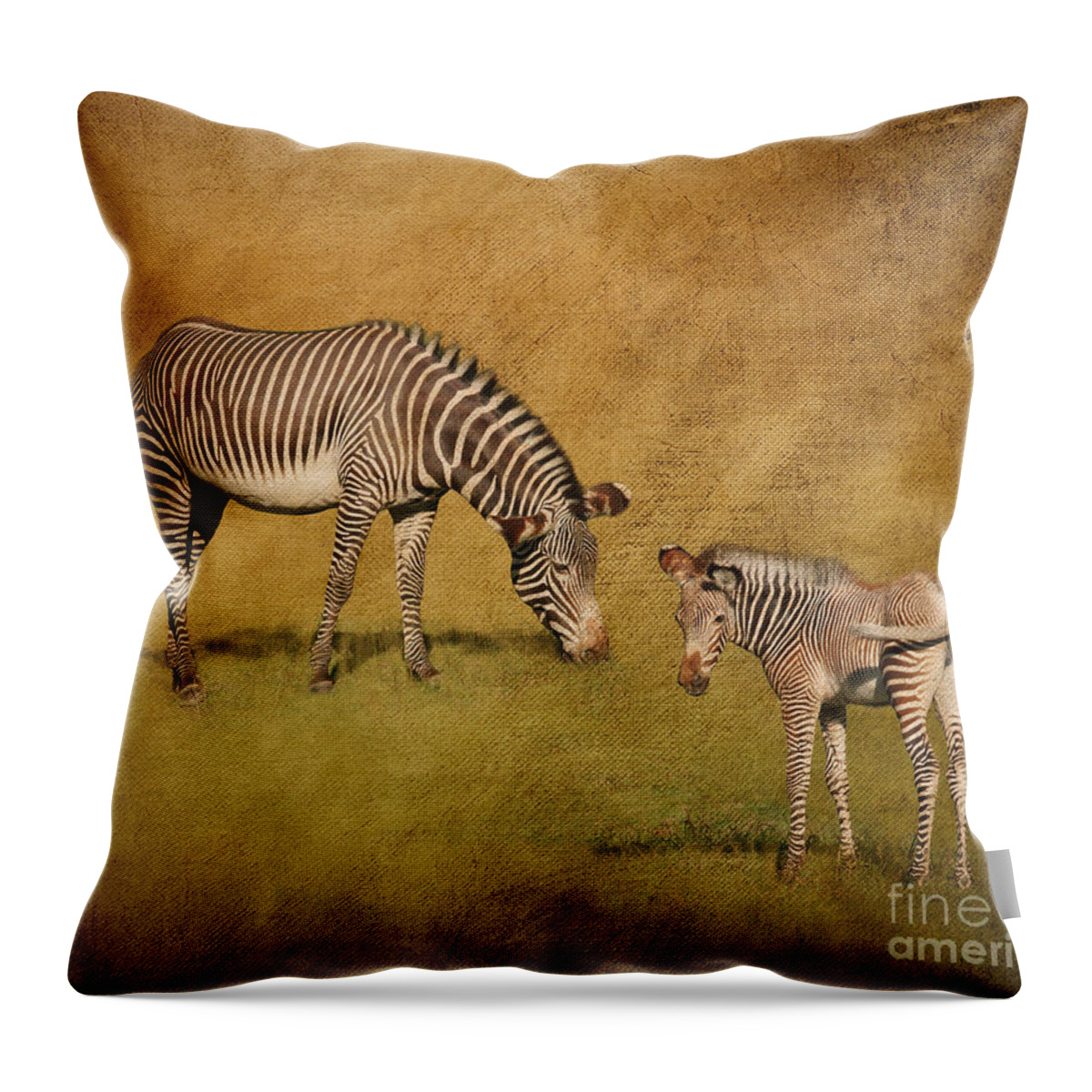 Zebras Throw Pillow featuring the digital art Mother and Child by Jayne Carney