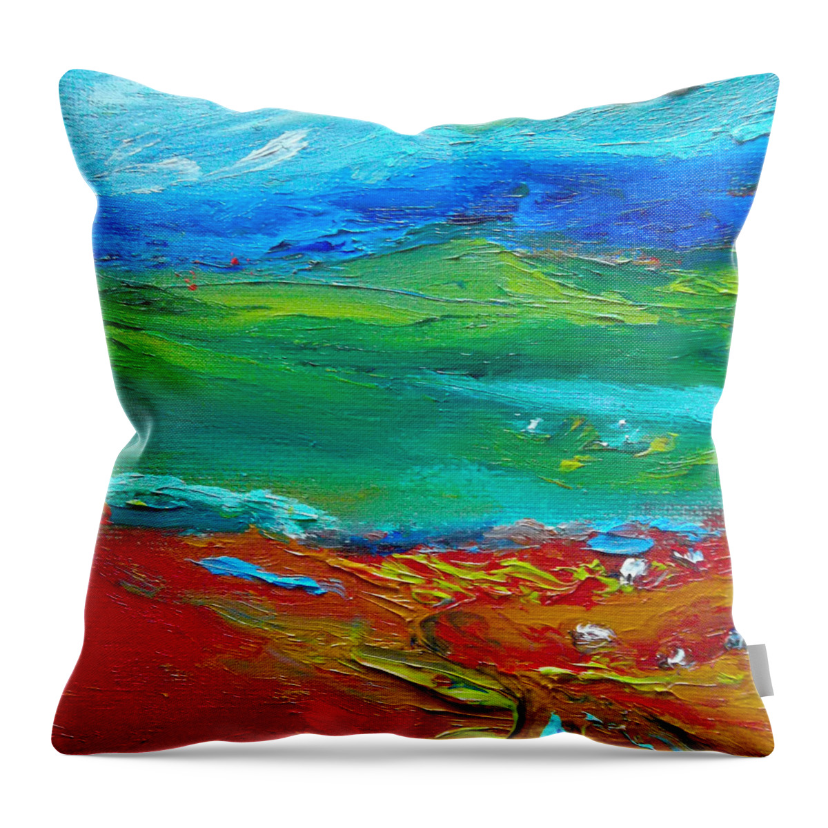Abstract Throw Pillow featuring the painting Mountain View by Susan Esbensen
