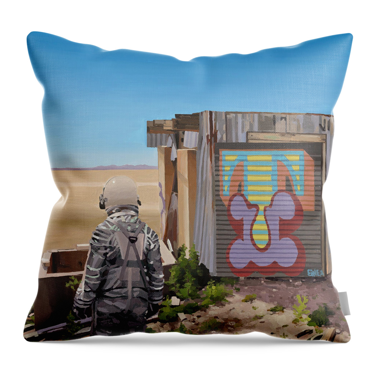 Space Throw Pillow featuring the painting Mountaintop T by Scott Listfield
