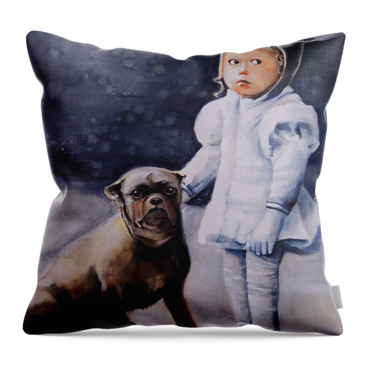 Moonbeams Throw Pillow featuring the painting Mr Moonbeams by Jean Cormier