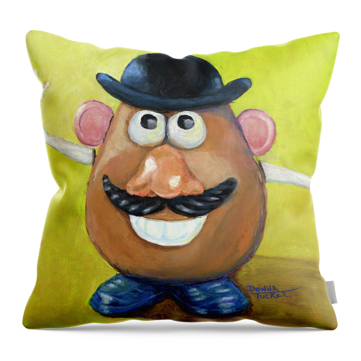 Toy Throw Pillow featuring the painting Mr. Potato Head by Donna Tucker