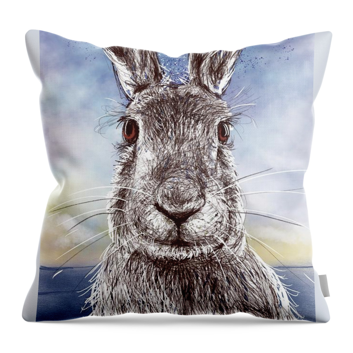 Bunny Throw Pillow featuring the digital art Mr. Rabbit by AnneMarie Welsh