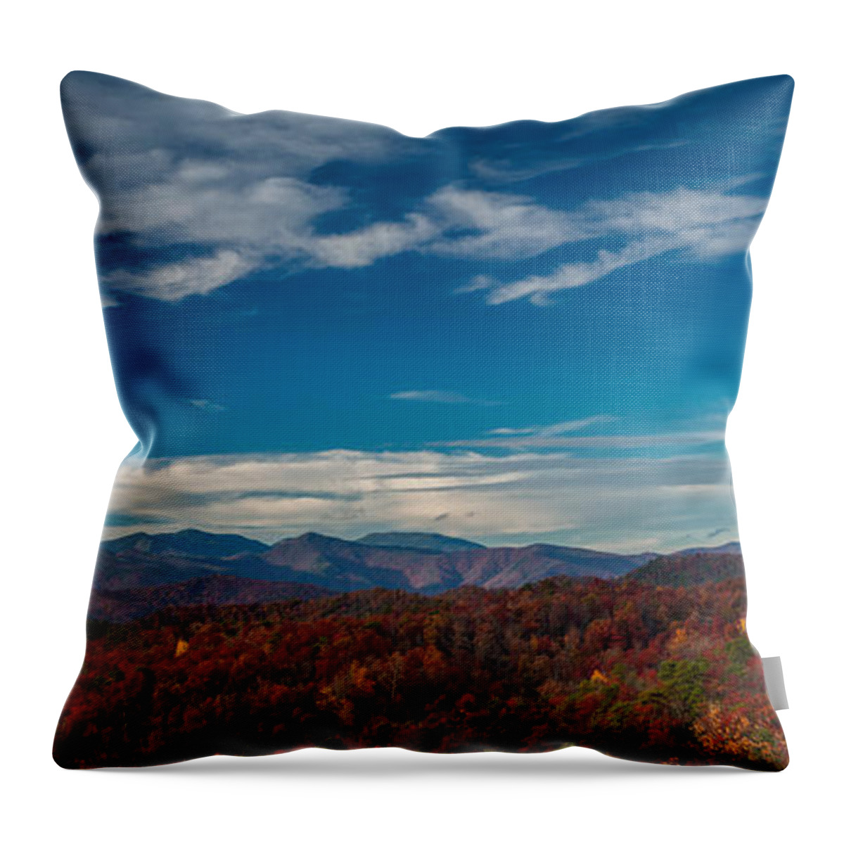 Asheville Throw Pillow featuring the photograph Mt. Mitchell-pano by Joye Ardyn Durham