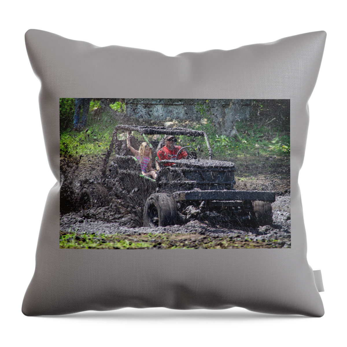Mud Throw Pillow featuring the photograph Mud Bogging by Mary Lee Dereske