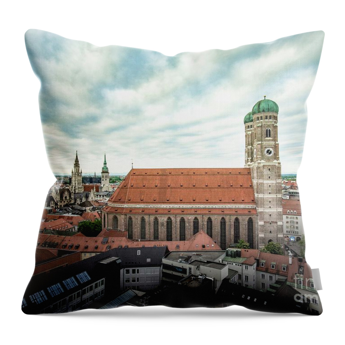 Bavaria Throw Pillow featuring the photograph Munich - Frauenkirche by Hannes Cmarits
