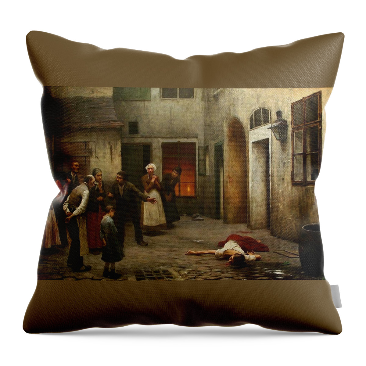 Jakub Schikaneder Throw Pillow featuring the painting Murder In The House by MotionAge Designs