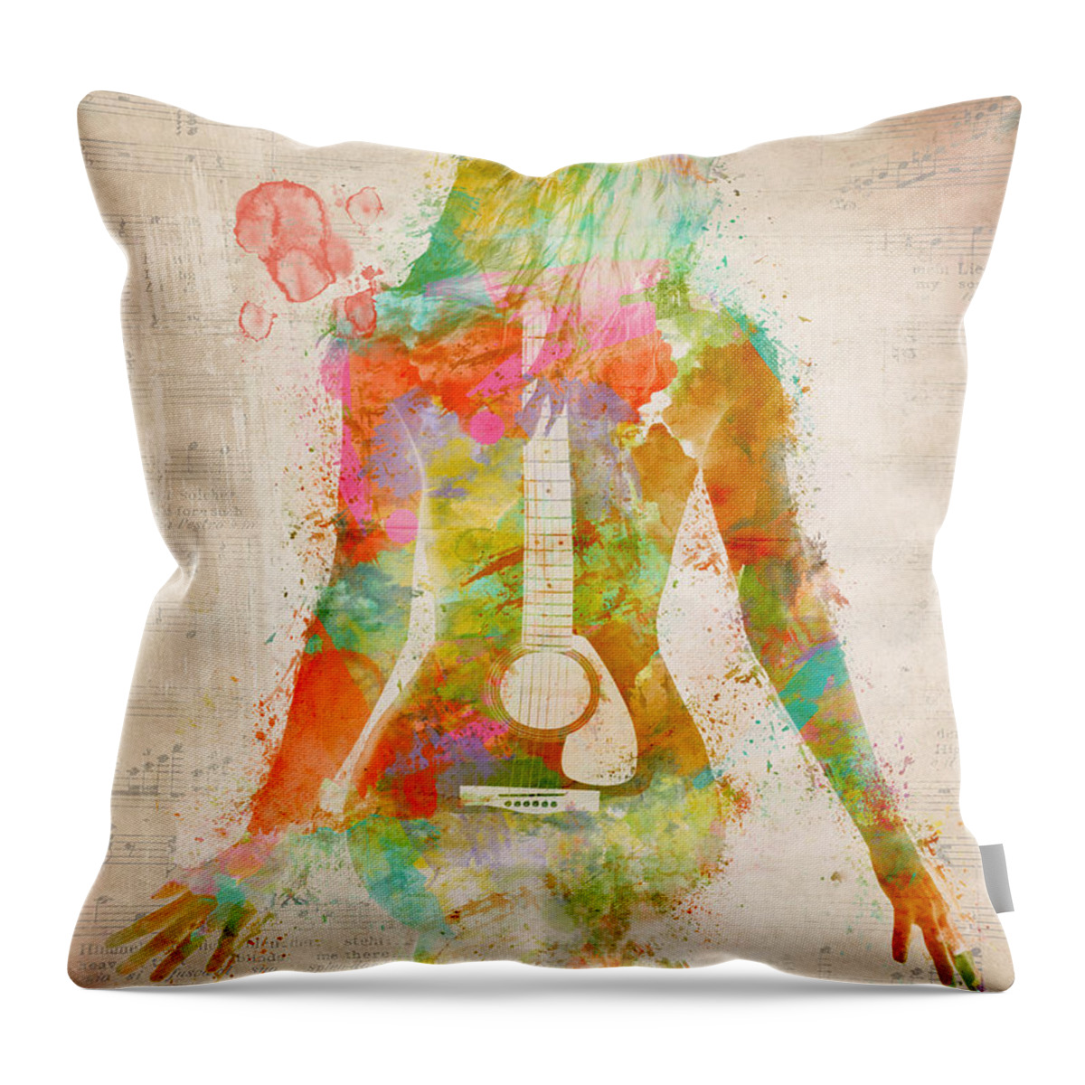 Guitar Throw Pillow featuring the digital art Music Was My First Love by Nikki Marie Smith