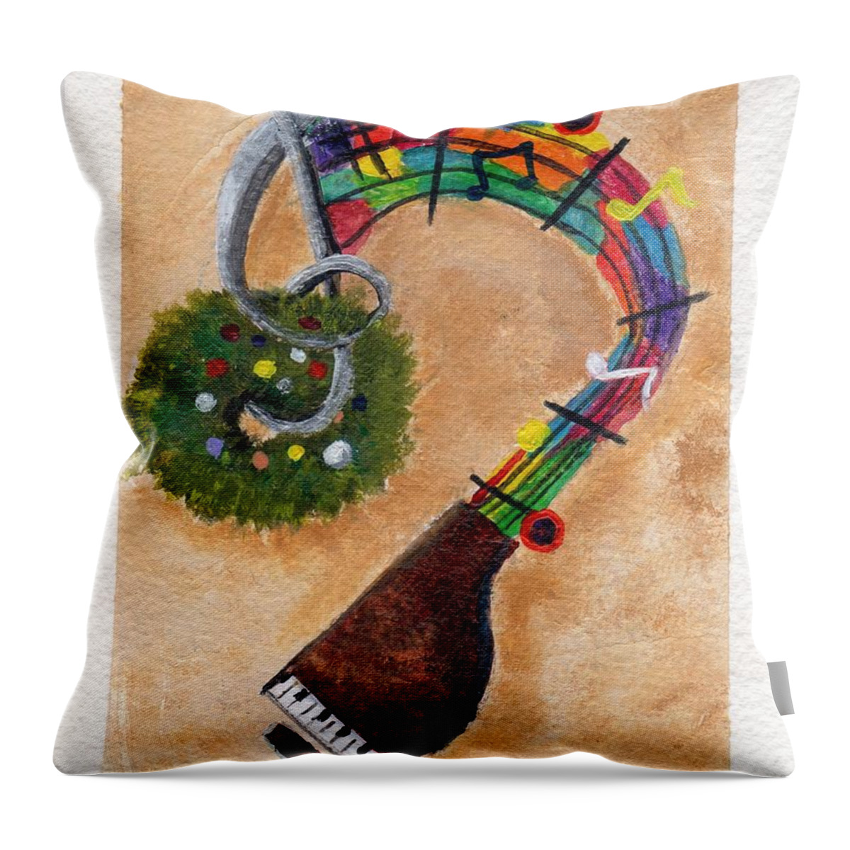 Christmas Throw Pillow featuring the painting Musical Christmas by Deborah Naves