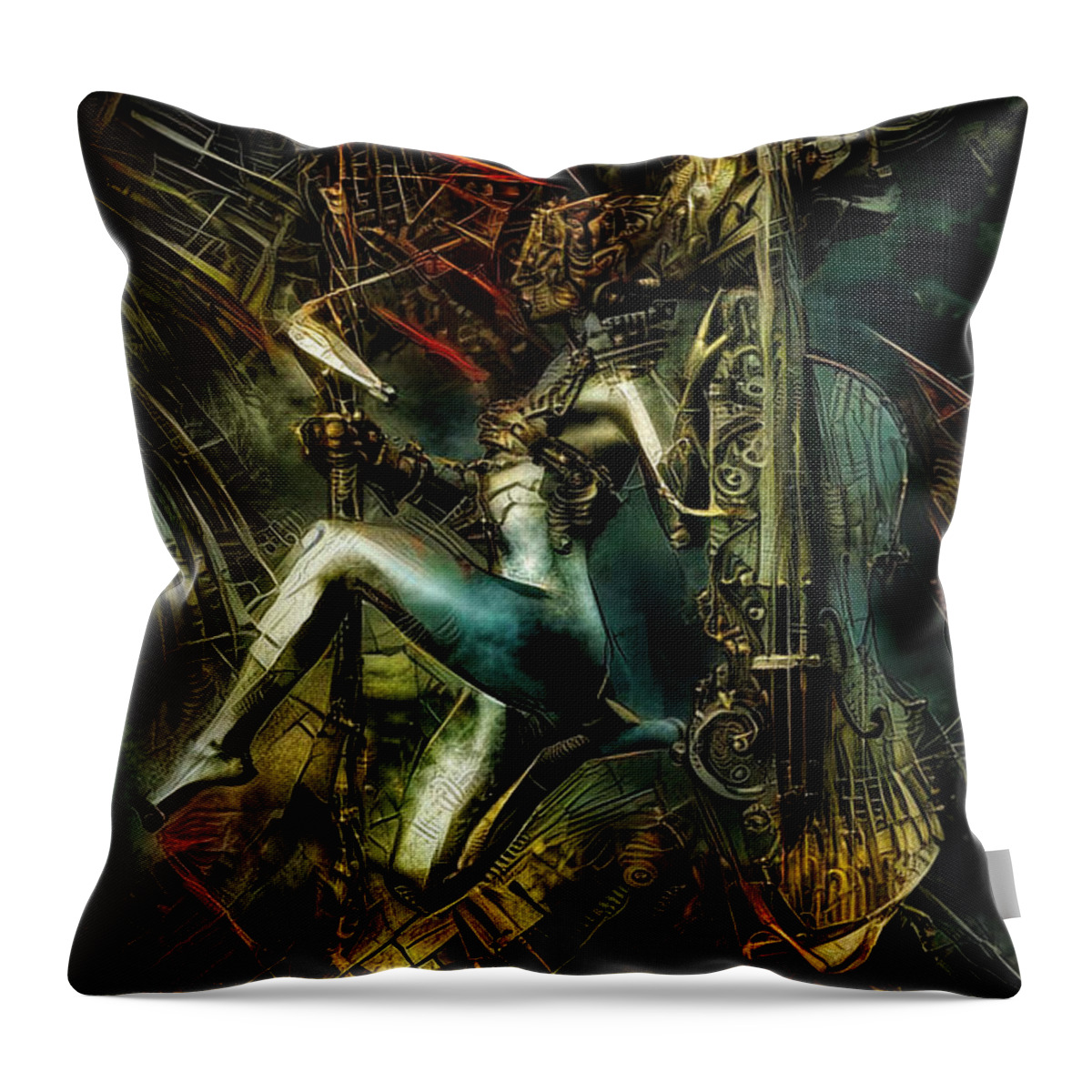Musician Throw Pillow featuring the mixed media Musician by Lilia D