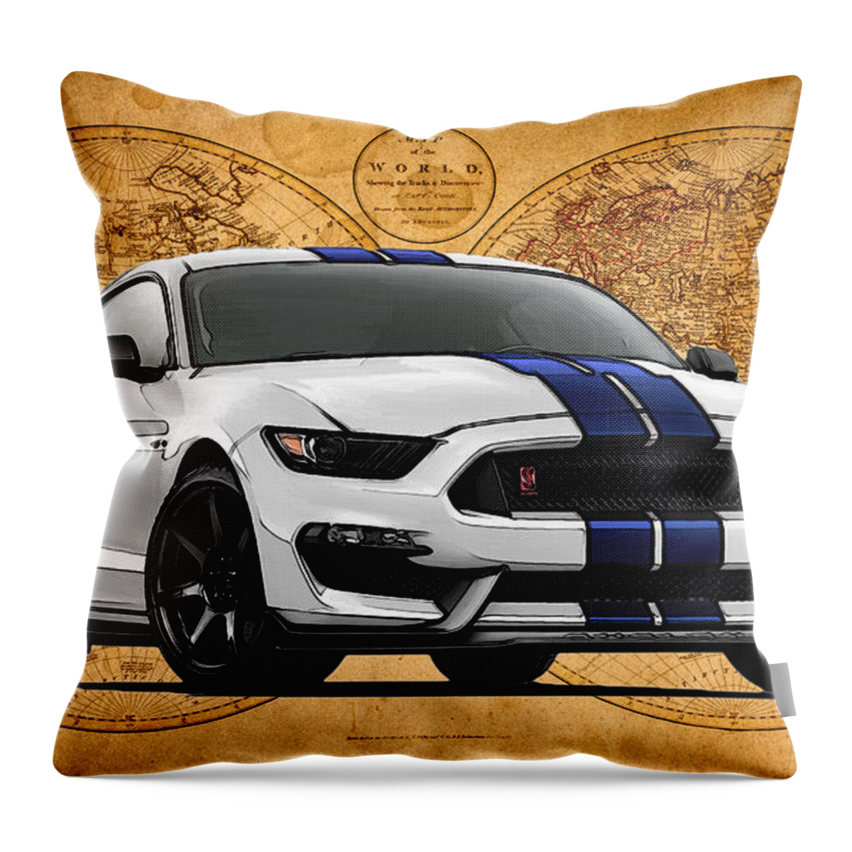 Mustang Throw Pillow featuring the painting Mustang Shelby GT350 R by William Mace